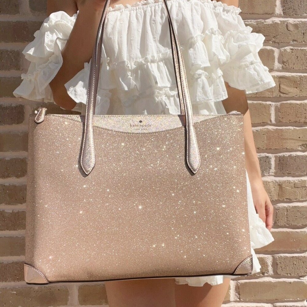 Kate Spade Top Zip Tote Shoulder Bag Glitter - Picture 6 of 8